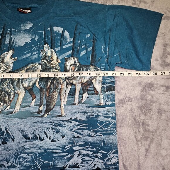 Vintage Signal Sports Tag HABITATXCIV Wolf Pack AOP Shirt Large Made In The USA - Picture 10 of 11